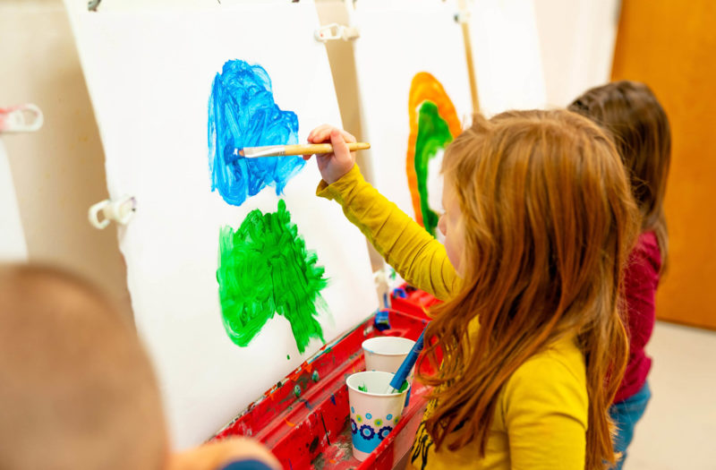 children painting, brookshire learning center activities